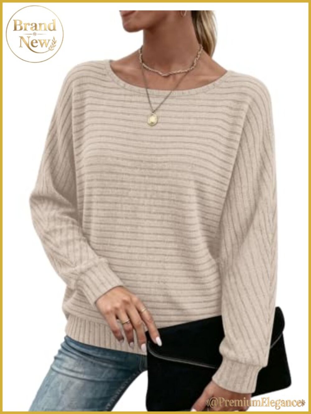 Women's Long Sleeve Crewneck Tunic Top Batwing Sleeve Loose Fit Pullover